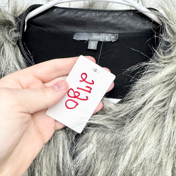 Matty M Vest Women Size XS/S Faux Fur Sleeveless Midi Open Front Leather Lined - Picture 3 of 7